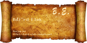 Bárd Elek névjegykártya